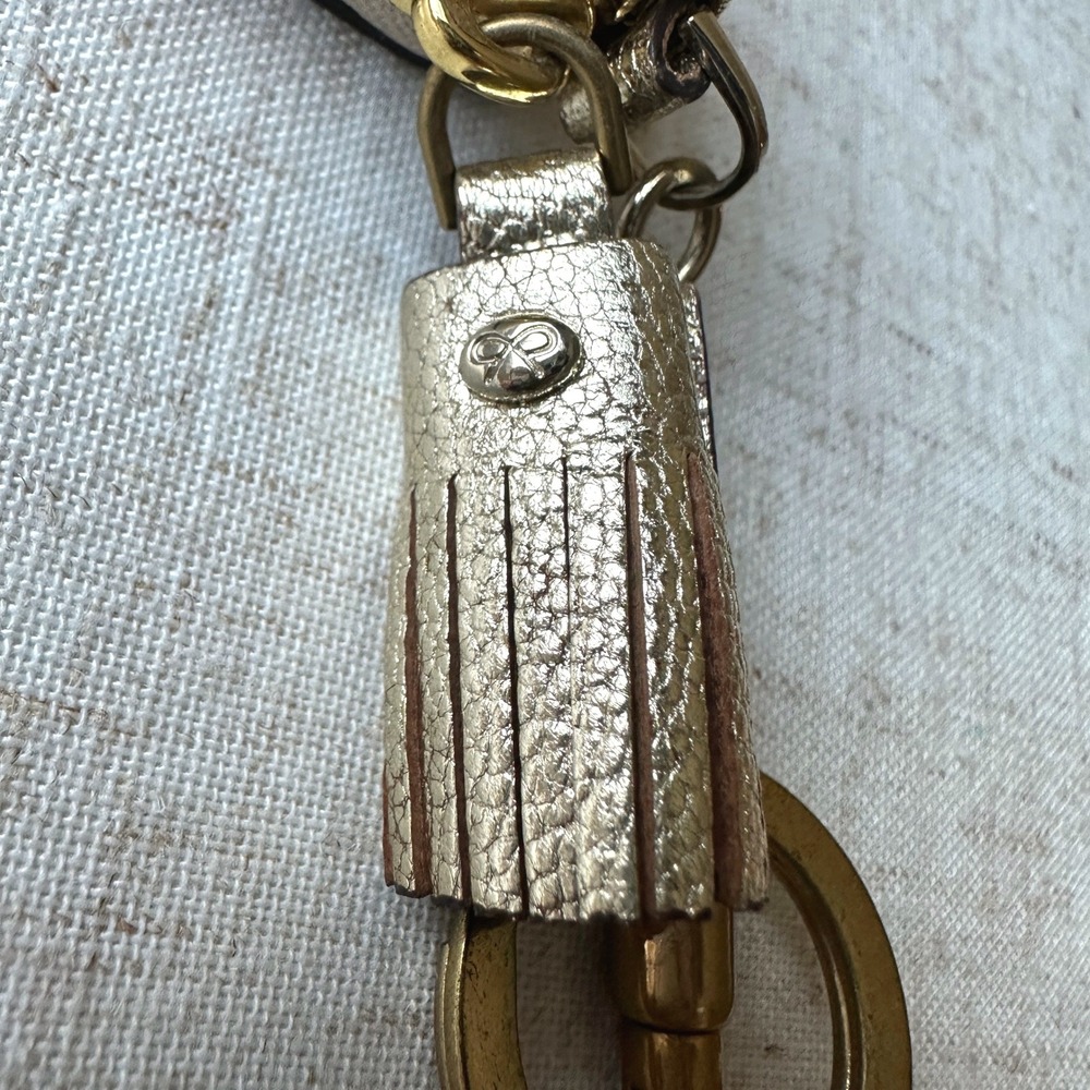 Anya Hindmarch Pizza Slice Wink Gold Leather Coin Purse Keychain Charm - Picture 8 of 8
